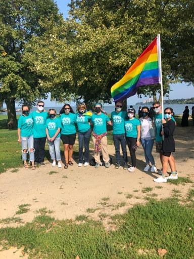 Students and employees at pride Ride 2020